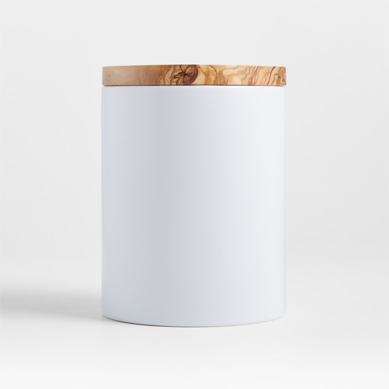 Medium Olivewood and Matte Ceramic Canister - image 0 of 6