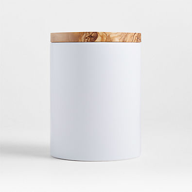 View Medium Olivewood and Matte Ceramic Canister details