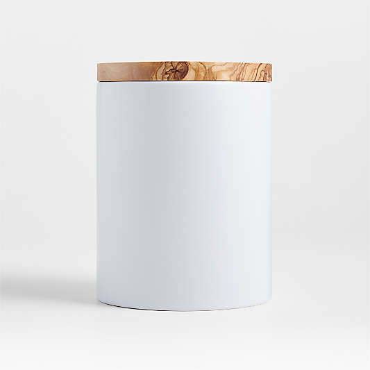 Medium Olivewood and Matte Ceramic Canister