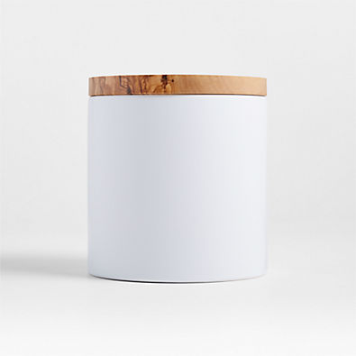 View Small Olivewood and Matte Ceramic Canister details
