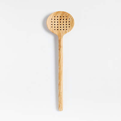 Crate & Barrel Olivewood Slotted Spoon