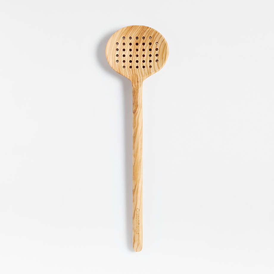 Crate & Barrel Olivewood Slotted Spoon