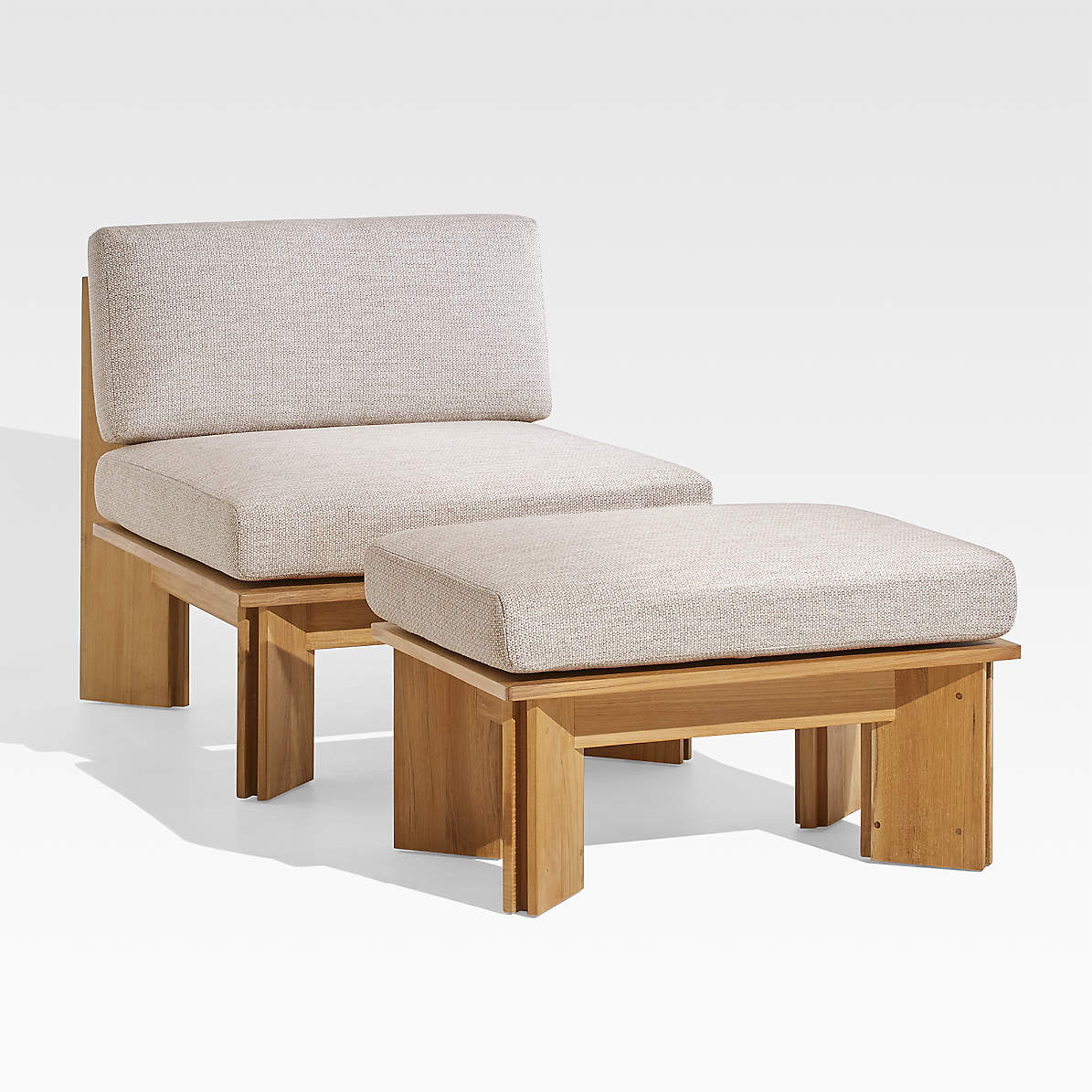 Olivos Teak Outdoor Lounge Chair With Ottoman Crate And Barrel Canada - Teak Garden Furniture Canada