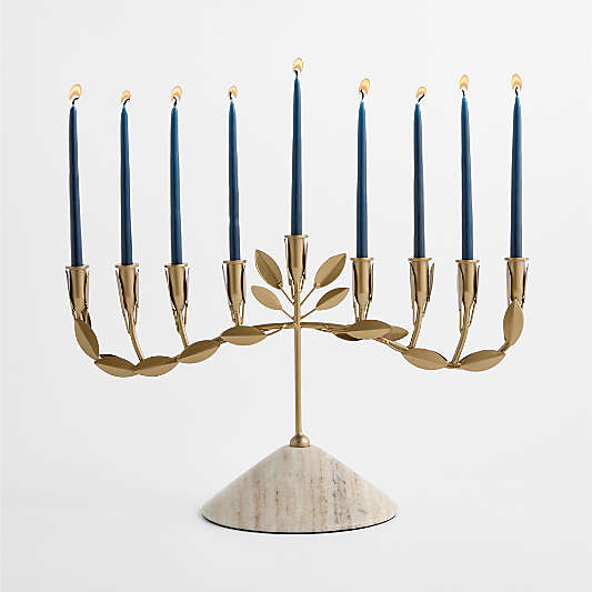 Olive Branch Brass Hanukkah Menorah