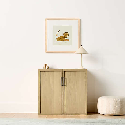 Oliver 32" Modular Natural Oak Wood Kids Bookcase with Doors