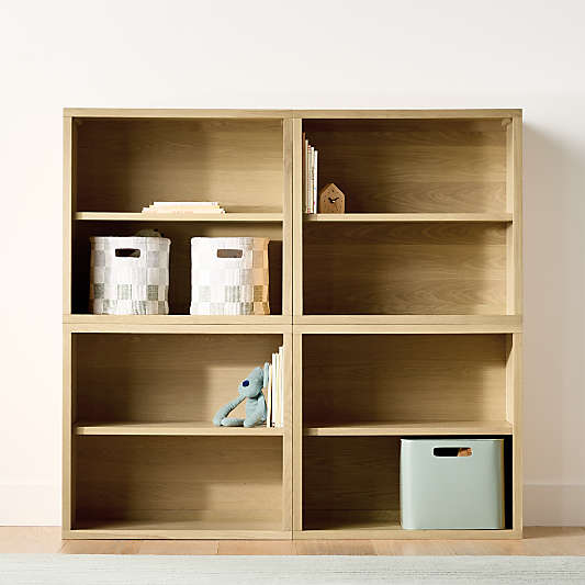 Oliver 64" Set of 2 Modular Natural Oak Wood Kids Open Bookcases