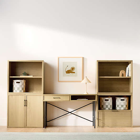 Oliver Modular Natural Oak Wood Kids Workspace Suite