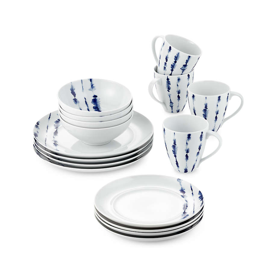 Omri 16-Piece Blue and White Dinnerware Set