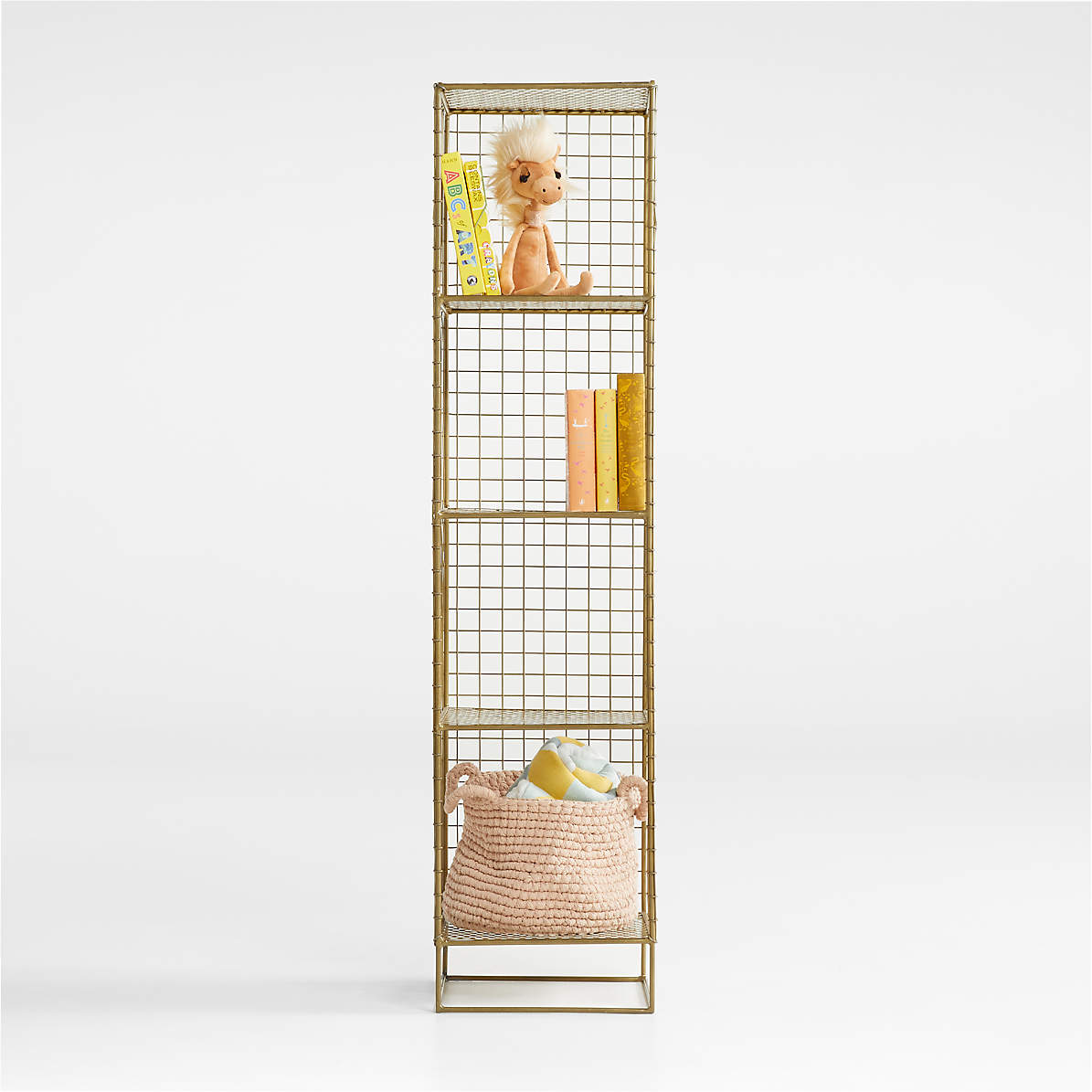 On The Grid Gold 4 Cube Kids Bookcase, 4 Shelf Cube Bookcase