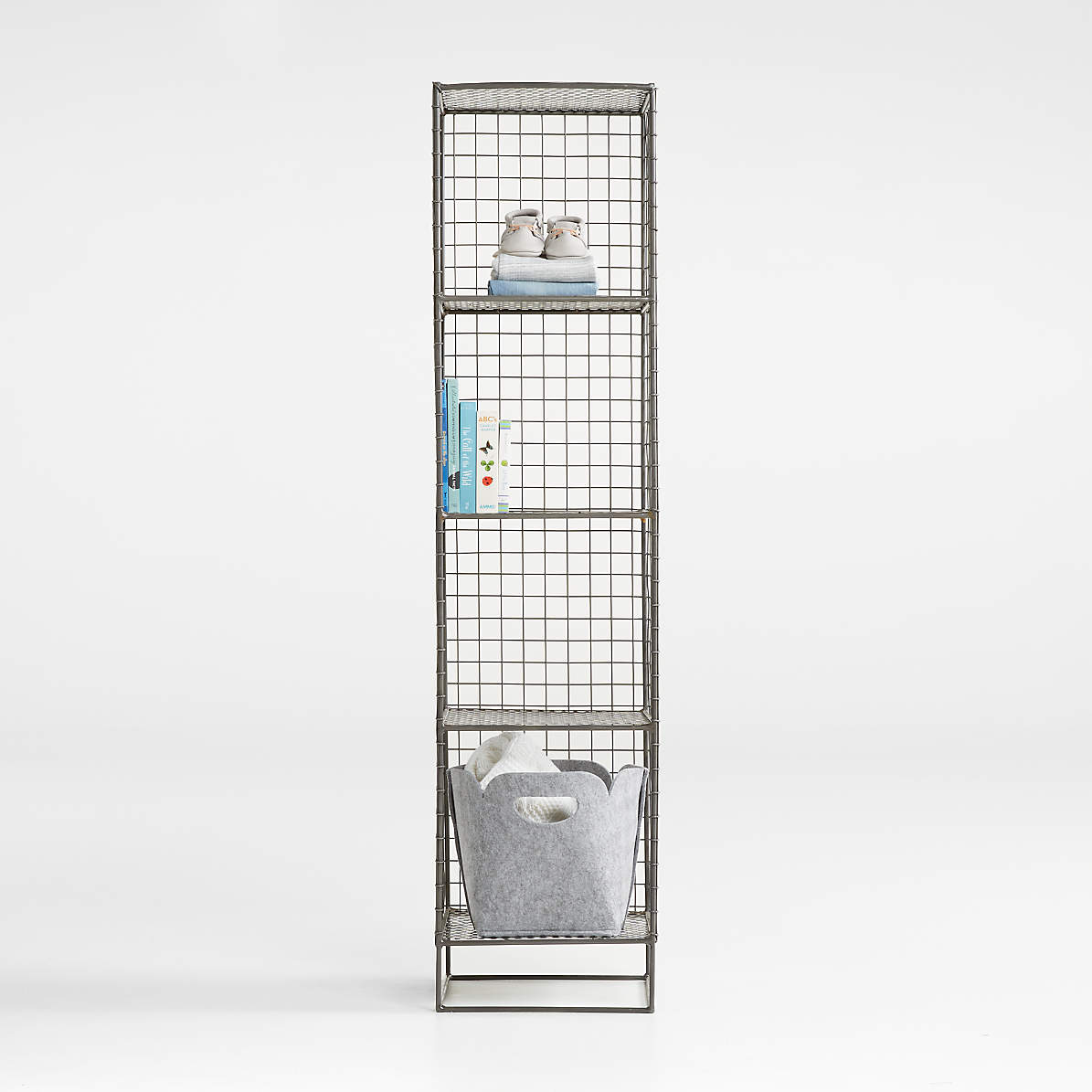 On The Grid Graphite 4 Cube Kids, 4 Cube Grid Wire Storage Shelves White