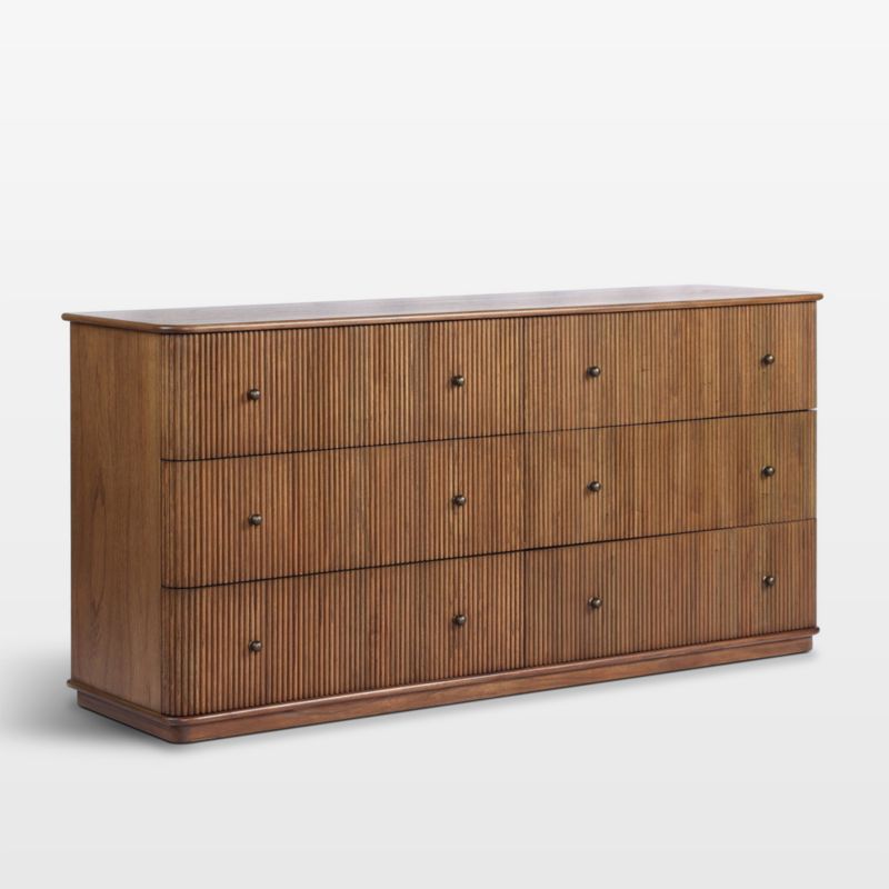 Ona 73"  Fluted Amber Mindi Wood 6-Drawer Dresser - image 3 of 7