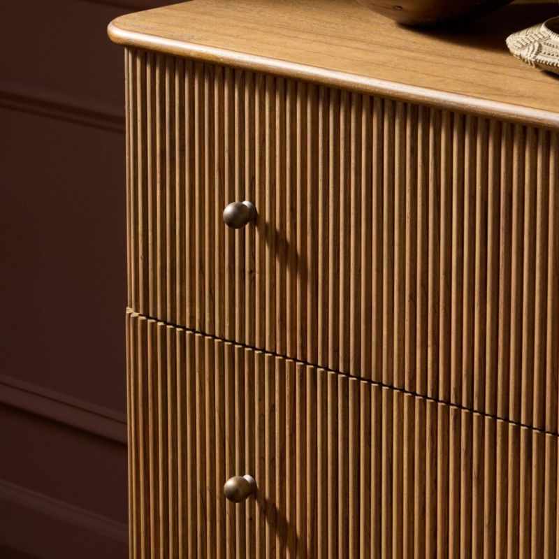 Ona 73"  Fluted Amber Mindi Wood 6-Drawer Dresser - image 2 of 7