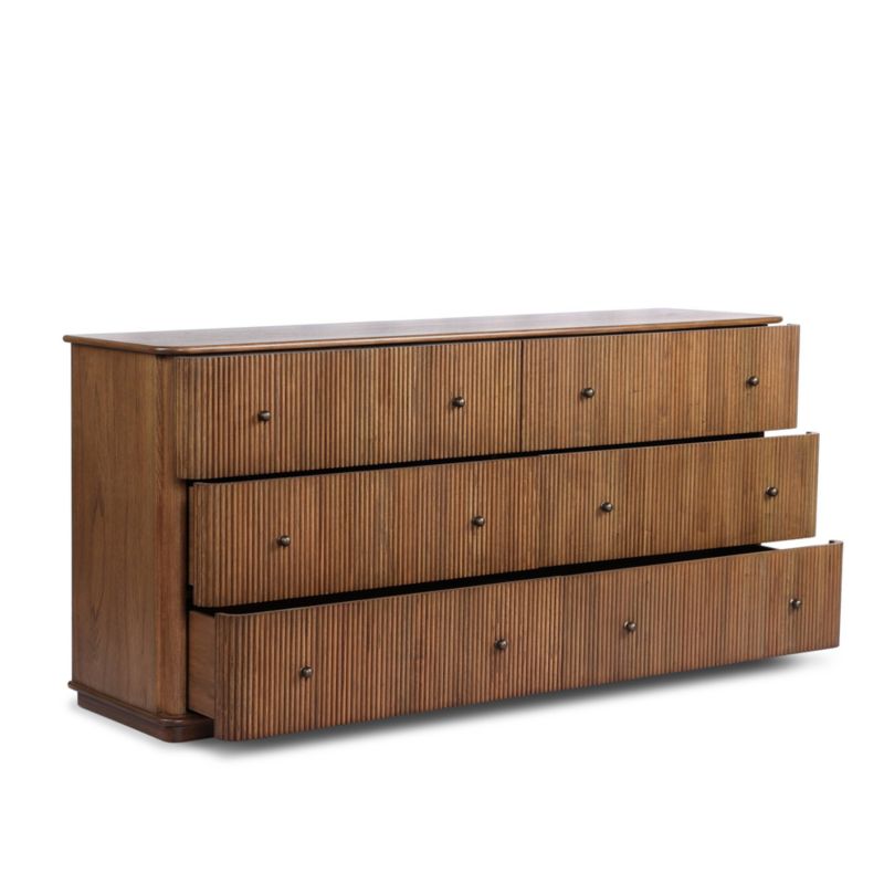 Ona 73"  Fluted Amber Mindi Wood 6-Drawer Dresser - image 4 of 7