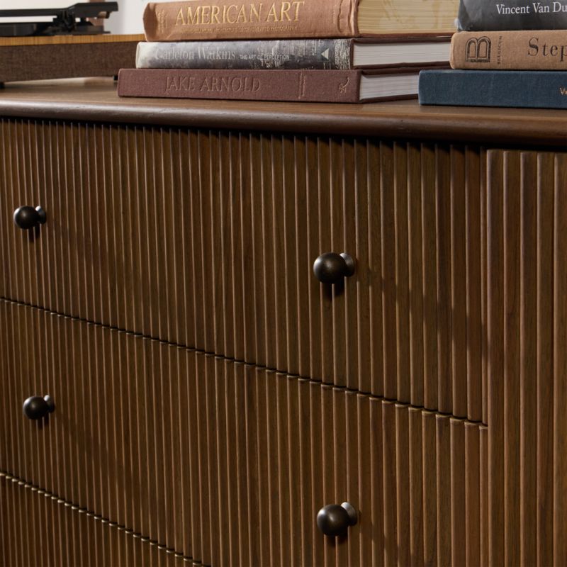 Ona 81" Fluted Amber Mindi Wood Storage Media Console - image 2 of 12