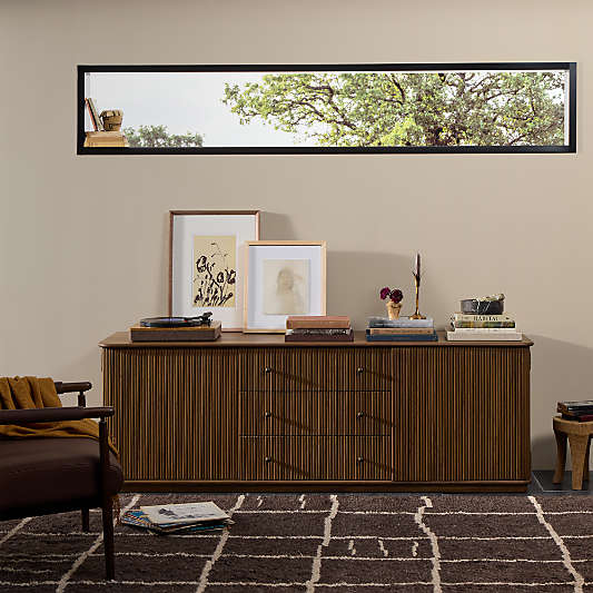 Ona 81" Fluted Wood Storage Media Console