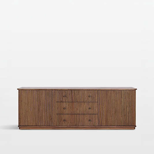 Ona 81" Fluted Wood Storage Media Console