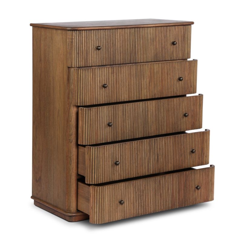 Ona 40" Amber Mindi-Bronze Antimony-Amber Mindi Veneer 5-Drawer Tall Dresser - image 3 of 8