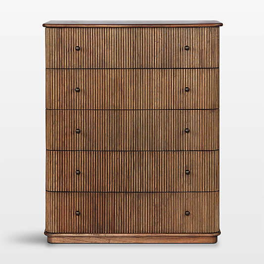 Ona 40" Fluted Wood 5-Drawer Tall Dresser