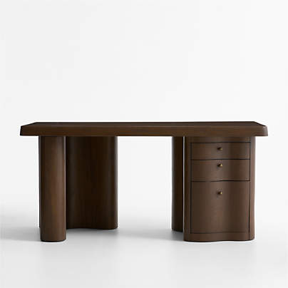 Ondule 64" Fumed Oak Brown Desk
