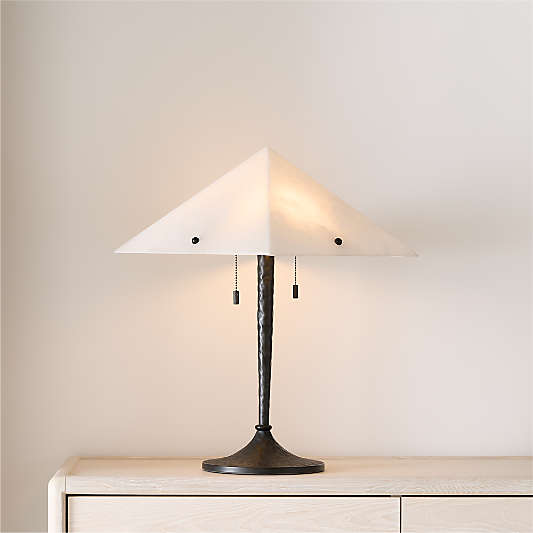 Onirique Metal Table Lamp with Alabaster Shade by Athena Calderone 23.3"