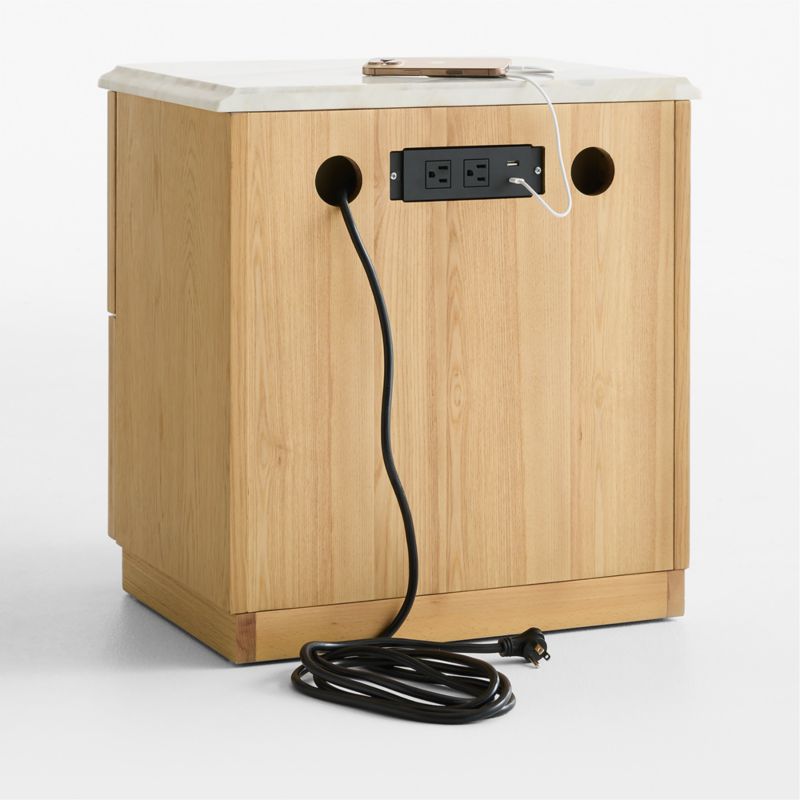 Opaline 21" White Oak Wave Marble Charging Nightstand - image 5 of 7