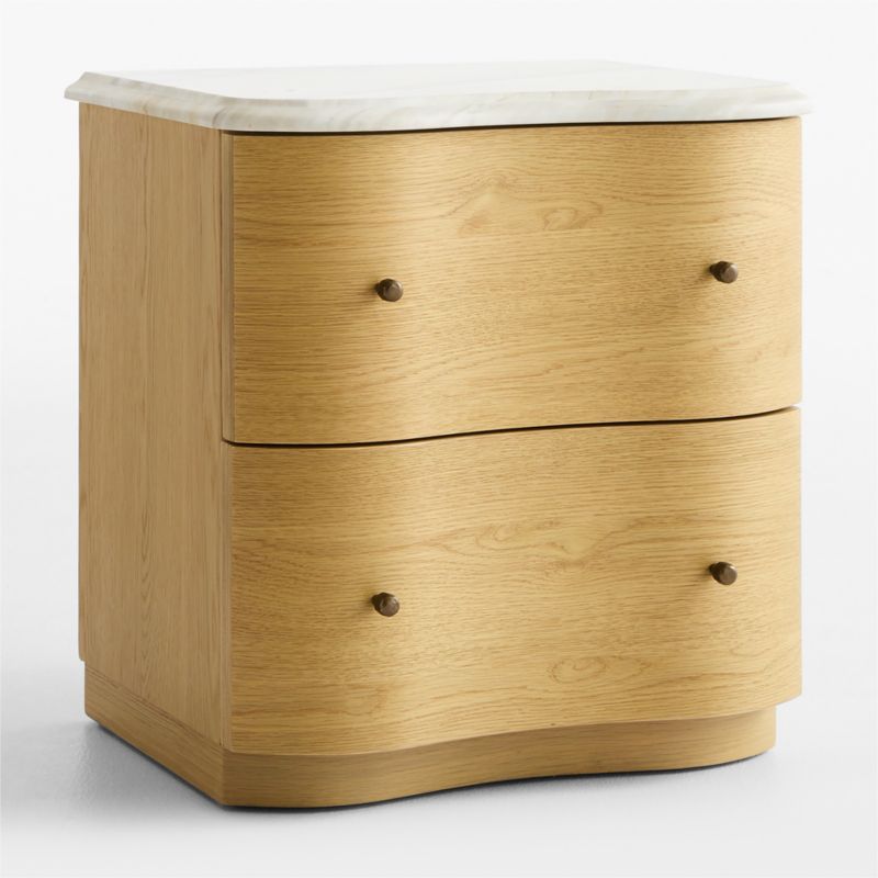 Opaline 21" White Oak Wave Marble Charging Nightstand - image 4 of 7
