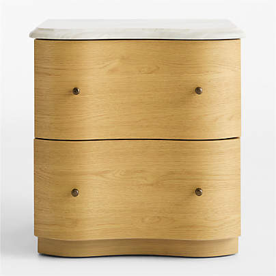 Opaline 21" White Oak Wave Marble Charging Nightstand