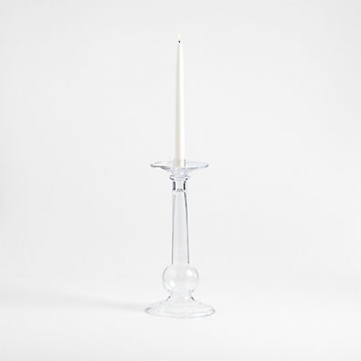 View Ophelia Large Clear Glass Taper Holder 14" details