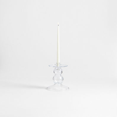 View Ophelia Small Clear Glass Taper Holder 7.67" details