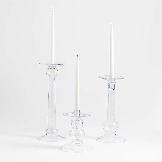 Ophelia Clear Glass Taper Holders