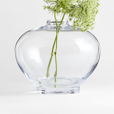 View Ophelia Clear Hand Blown Glass Round Vase 10" details