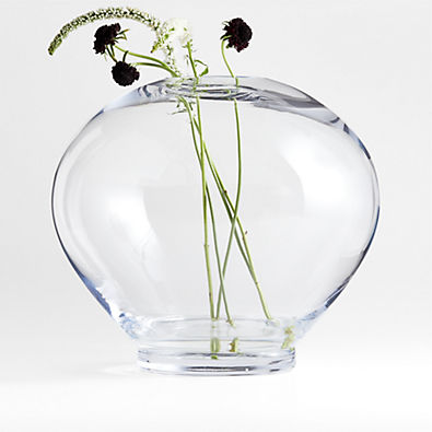 View Ophelia Clear Hand Blown Glass Round Vase 12" details