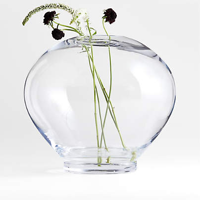 Ophelia Clear Hand Blown Glass Round Vase 12"