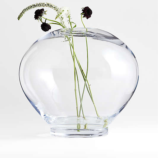 Ophelia Clear Hand Blown Glass Round Vase 12"