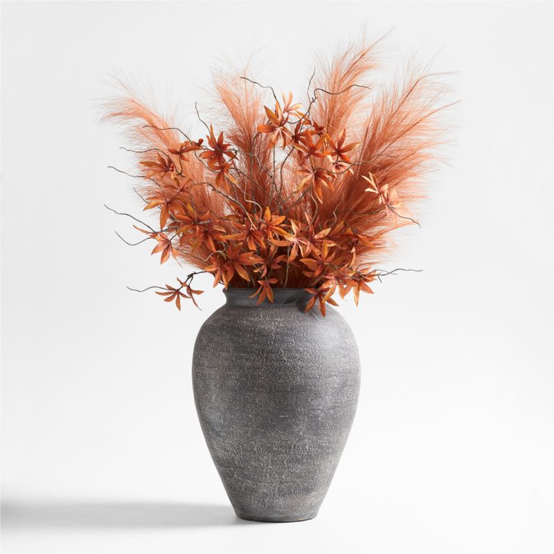 Faux Botanical Arrangement in Ophelia Large Black Vase Crate & Barrel