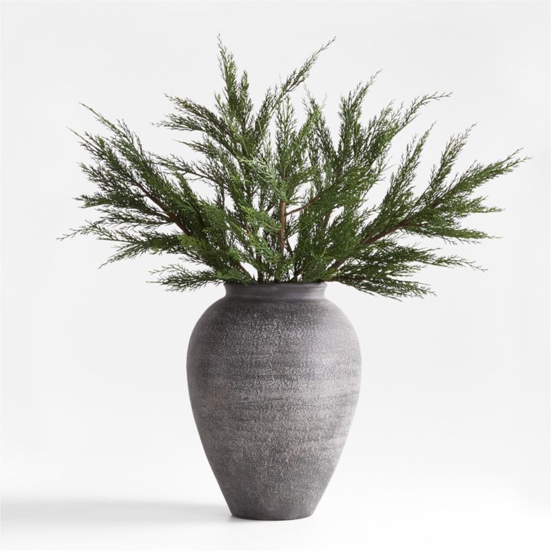 Cypress Stem Arrangement in Ophelia Matte Large Black Vase Crate & Barrel
