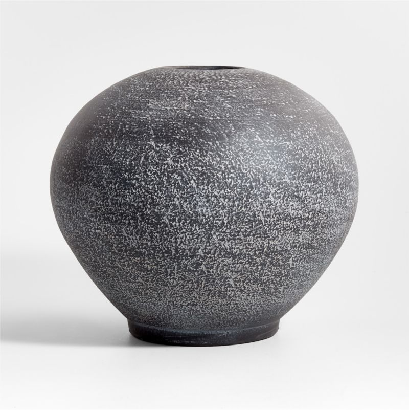 Ophelia Matte Black Round Vase  12"