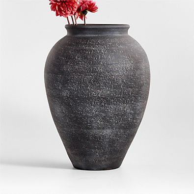 View Ophelia Matte Black Large Vase  17" details