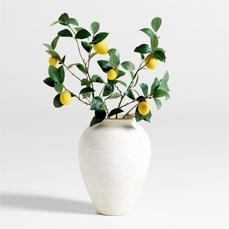 Faux Lemon Stem Arrangement in Ophelia Matte Natural Large Vase 17"