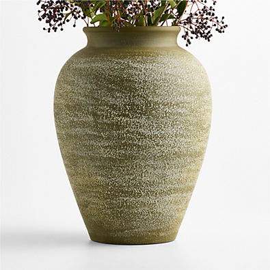 View Ophelia Matte Olive Large Vase 17" details