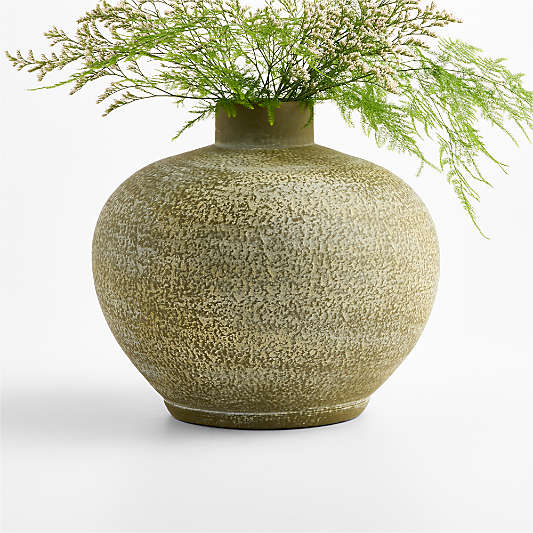 Ophelia Matte Olive Round Vase 10"