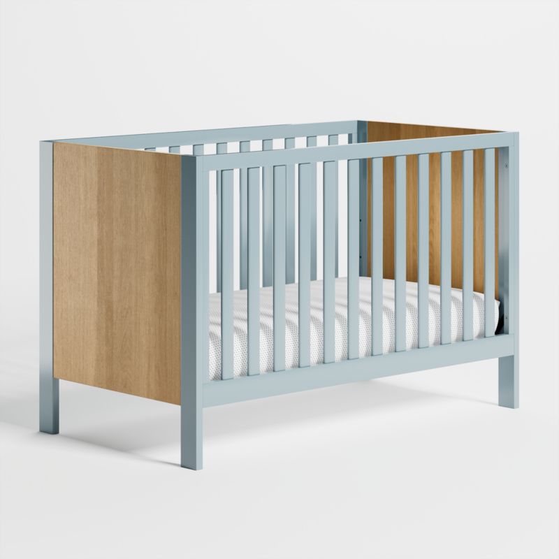 Opie Two-Tone Wood and Cloud Blue Convertible Baby Crib