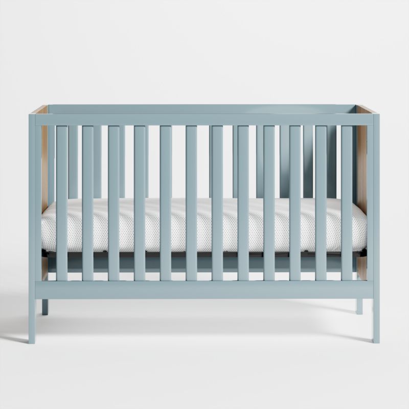 Opie Two Tone Wood and Cloud Blue Convertible Baby Crib Crate Kids