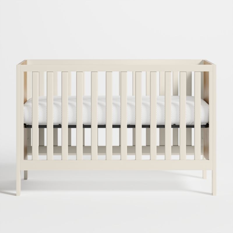 Opie Two-Tone Wood and Linen White Convertible Baby Crib