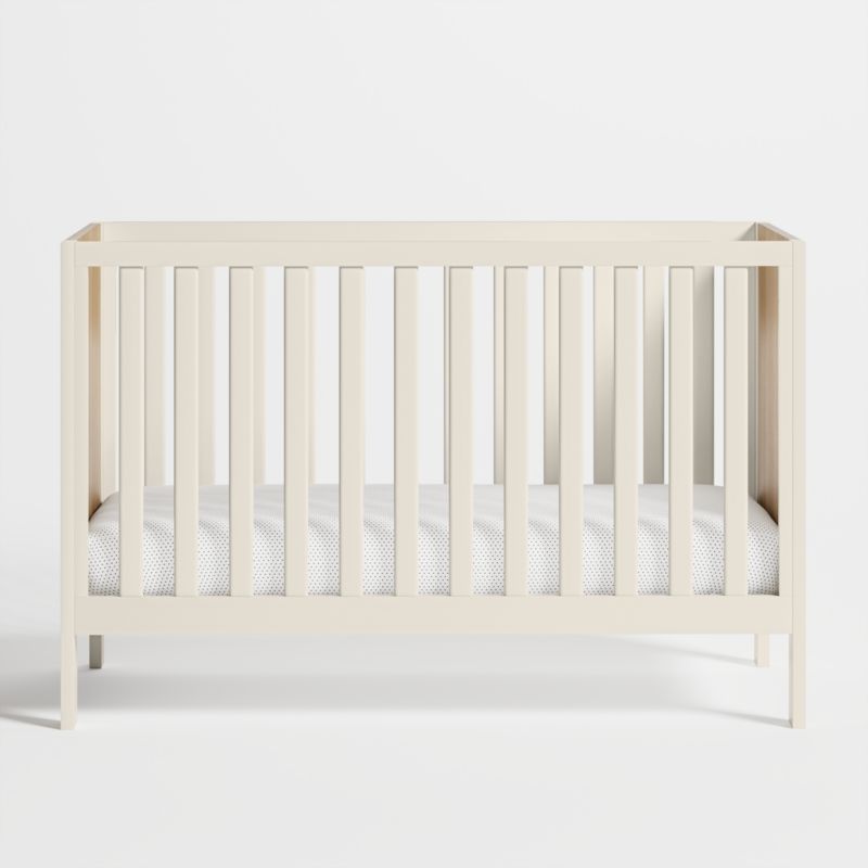 Opie Two-Tone Wood and Linen White Convertible Baby Crib