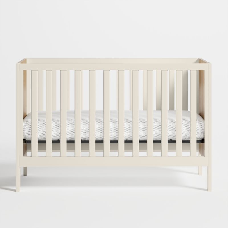 Opie Two-Tone Wood and Linen White Convertible Baby Crib