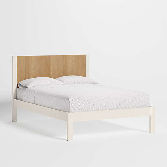 Opie Kids Full Two-Tone Wood and Linen White Bed