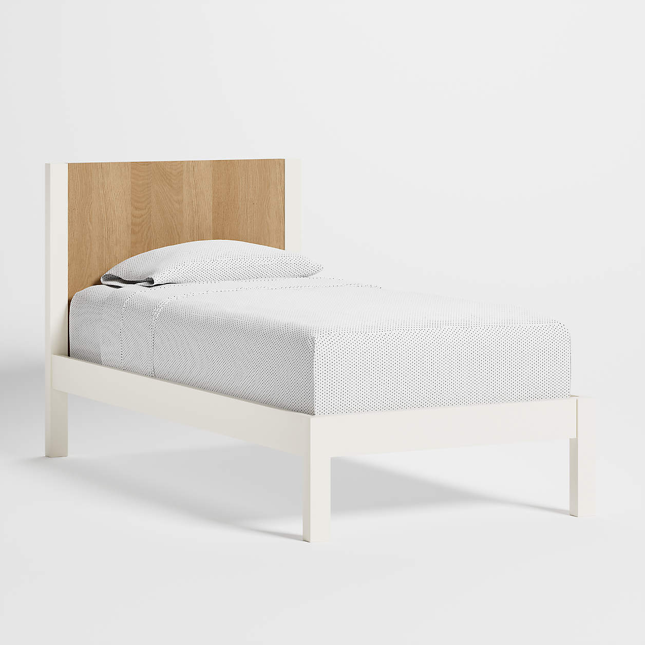 Opie Kids Twin TwoTone Wood and Linen White Bed + Reviews Crate & Kids