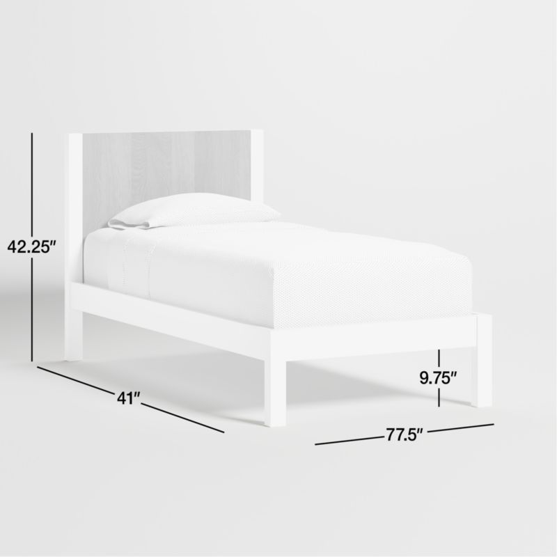 Opie Kids Twin Two-Tone Wood and Linen White Bed