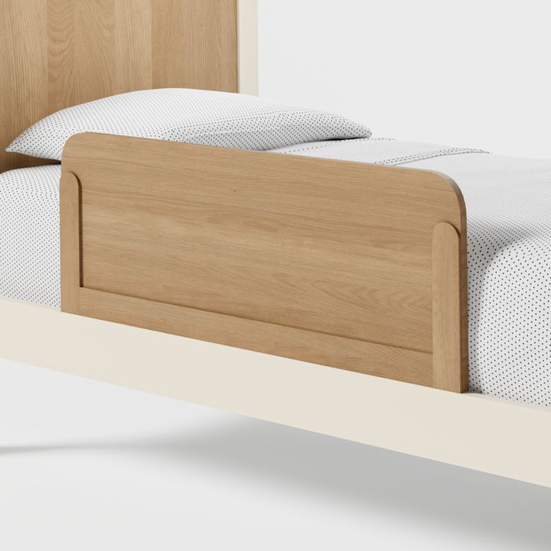 Opie Kids Twin Two-Tone Wood and Linen White Bed